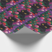 Schattigee zwarte kitten en kerstboom cadeaupapier (Hoek)