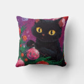 Schattigee zwarte kitten en kerstboom kussen (Achterkant)