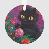 Schattigee zwarte kitten en kerstboom ornament (achterkant)