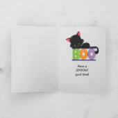 Schattigee zwarte kitten en maan Kinder Halloween Kaart (Binnen)