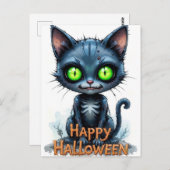 Schattigee zwarte kitten Halloween grillige katten Briefkaart (Voorkant / Achterkant)