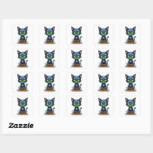 Schattigee zwarte kitten Halloween grillige katten Vierkante Sticker (Vel)