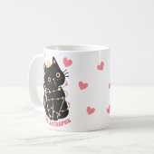 Schattigee zwarte kitten in cat-astrophe koffiemok (Voorkant links)