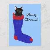 Schattigee Zwarte Kitten Kerstkous Briefkaarten (Voorkant)