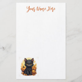 Schattigee zwarte kitten met Jack-O-Lanterns Hallo Briefpapier