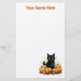 Schattigee zwarte kitten met Jack-O-Lanterns Hallo Briefpapier