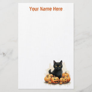 Schattigee zwarte kitten met Jack-O-Lanterns Hallo Briefpapier