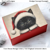 Schattigee Zwarte Kitten Santa Claus Outfit BW1 De Tissuepapier