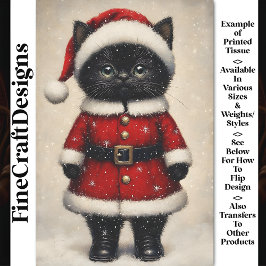 Schattigee Zwarte Kitten Santa Claus Outfit BW1 De Tissuepapier
