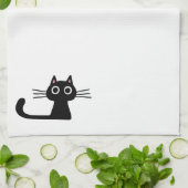 Schattigee zwarte kitty | breedogig katje theedoek (Gevouwen)