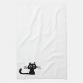 Schattigee zwarte kitty | breedogig katje theedoek (Verticaal)