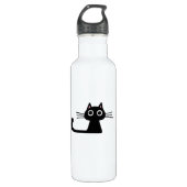 Schattigee Zwarte Kitty Cat - Funky Feline Waterfles (Voorkant)