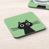 Schattigee Zwarte Kitty Cat - Funny Feline Animal  Bier Onderzetter (Linkerzijde)