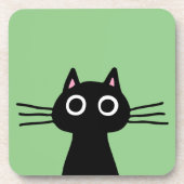 Schattigee Zwarte Kitty Cat - Funny Feline Animal  Bier Onderzetter (Voorkant)