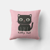 Schattigee Zwarte Kitty Kat Roze Kussens (Achterkant)