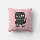 Schattigee Zwarte Kitty Kat Roze Kussens (Voorkant)