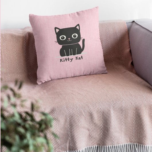 Schattigee Zwarte Kitty Kat Roze Kussens