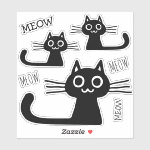 Schattigee zwarte kitty katten miauw vinyl Sticker