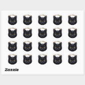 Schattigee zwarte kortharige kat · Gepersonaliseer Ronde Sticker (Vel)