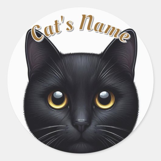 Schattigee zwarte kortharige kat · Gepersonaliseer Ronde Sticker (Voorkant)