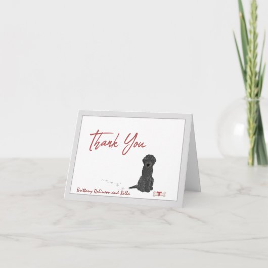 Schattigee Zwarte Labradoodle Hond Personaliseer B Bedankkaart (Voorkant)