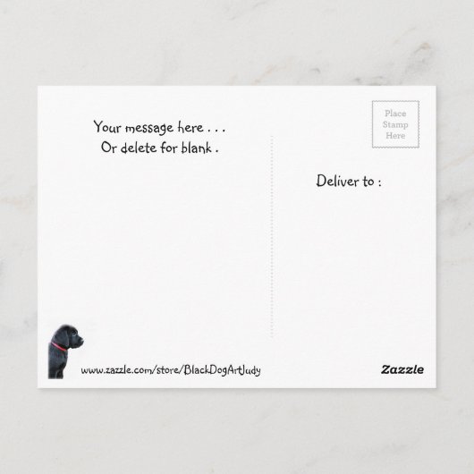 Schattigee zwarte Labrador Puppy - Happy Dog Black Briefkaart (Achterkant)