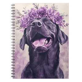 Schattigee Zwarte Labrador Retriever Dog Paarse Bl Notitieboek
