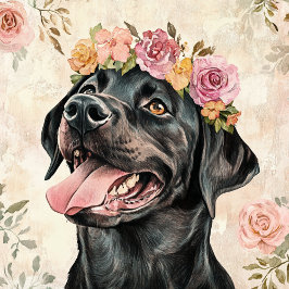 Schattigee Zwarte Labrador Retriever Hondenbloem Tote Bag