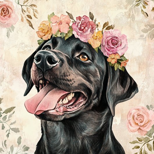 Schattigee Zwarte Labrador Retriever Hondenbloem Tote Bag