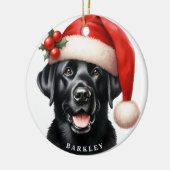 Schattigee Zwarte Labrador Retriever Kerstman Keramisch Ornament (Links)