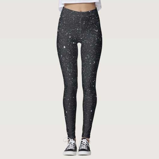 Schattigee Zwarte Leggings Vrouwen: Glitterpatroon (Voorkant)