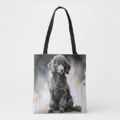 SCHATTIGEE ZWARTE MINIATUUR POEDEL PUPPY HOND TOTE BAG (Voorkant)