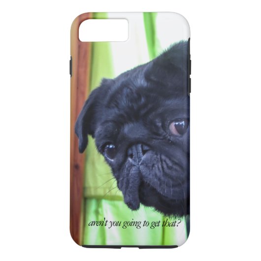Schattigee zwarte mopshond met attitude foto Case-Mate iPhone case (Achterkant)