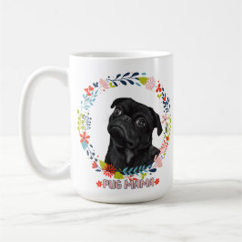 Schattigee zwarte mopshond - Pug Mama Koffiemok