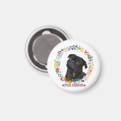 Schattigee zwarte mopshond - Pug Mama Magneet (Voorkant / Achterkant)