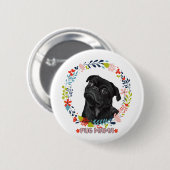 Schattigee zwarte mopshond - Pug Mama Ronde Button 5,7 Cm (Voorkant /achterkant)
