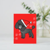 Schattigee Zwarte Poedel Cartoon Santa Hat Feestdagenkaart (Staand voorkant)
