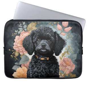 Schattigee zwarte poedel puppy laptop sleeve