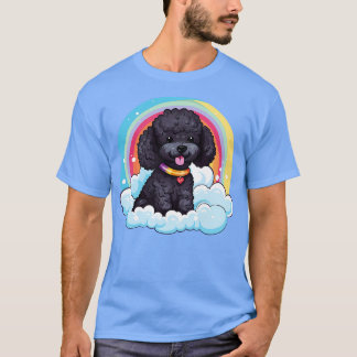 Schattigee zwarte poedel regenboog wolk puppy dog  t-shirt