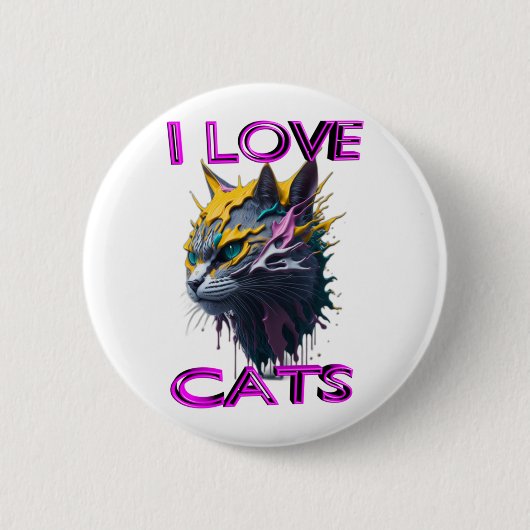 Schattigee zwarte poes 1 ronde button 5,7 cm (Voorkant)