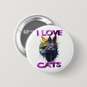 Schattigee zwarte poes 1 ronde button 5,7 cm (Voorkant /achterkant)