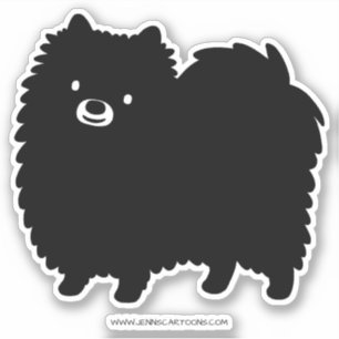 Schattigee Zwarte Pommerse Hond   Fluffy Pommie Po Sticker