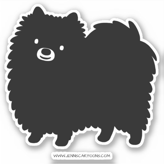 Schattigee Zwarte Pommerse Hond | Fluffy Pommie Po Sticker (Voorkant)