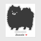 Schattigee Zwarte Pommerse Hond | Fluffy Pommie Po Sticker (Vel)