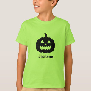 Schattigee Zwarte Pompoen Custom Naam Halloween T- T-shirt