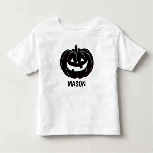 Schattigee zwarte pompoen Halloween naam Kinder Shirts (Voorkant)