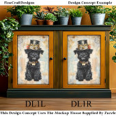 Schattigee zwarte puppy in Steampunk Pet DL1R Deco Tissuepapier