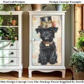 Schattigee zwarte puppy in Steampunk Pet DL1R Deco Tissuepapier