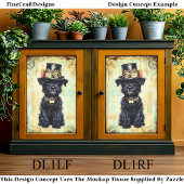 Schattigee Zwarte Puppy In Steampunk Pet DL1RF Dec Tissuepapier
