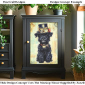 Schattigee Zwarte Puppy In Steampunk Pet DL1RF Dec Tissuepapier